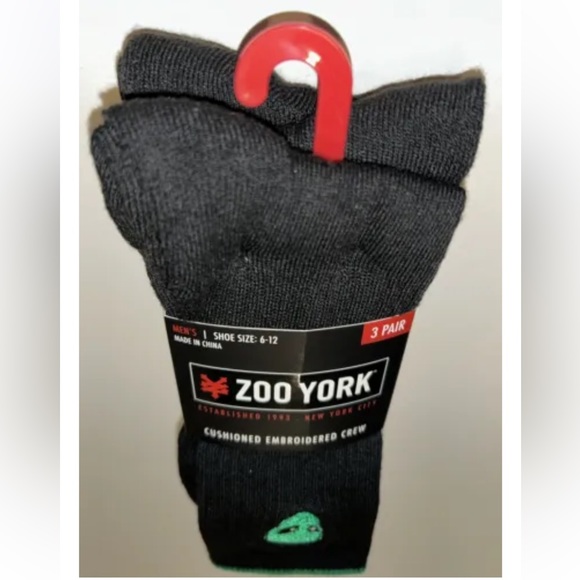 Zoo York Crew Socks 3 Pair Men 6-12 Black w Embroidered Alien Donut Logo SkateNY - Picture 12 of 12